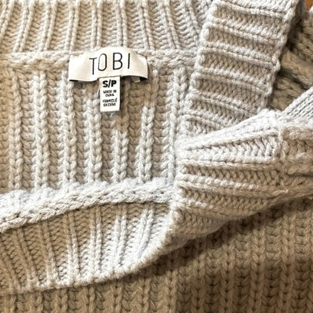 TOBI LACE UP GRAY SWEATER | SZ S - Picture 5 of 7